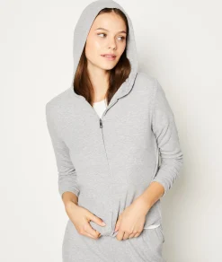 Etam Hooded Zip-up Pyjama Sweatshirt GREY Sale