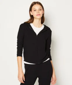 Etam Hooded Zip-up Pyjama Sweatshirt BLACK Flash Sale