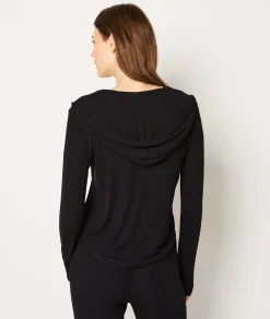 Etam Hooded Zip-up Pyjama Sweatshirt BLACK Flash Sale