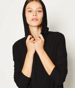 Etam Hooded Zip-up Pyjama Sweatshirt BLACK Flash Sale