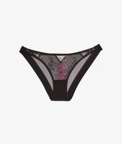 Etam Iridescent Embroidered Brief BLACK Fashion