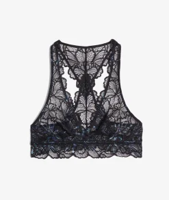Etam Iridescent Floral Lace Bra NOIR Hot