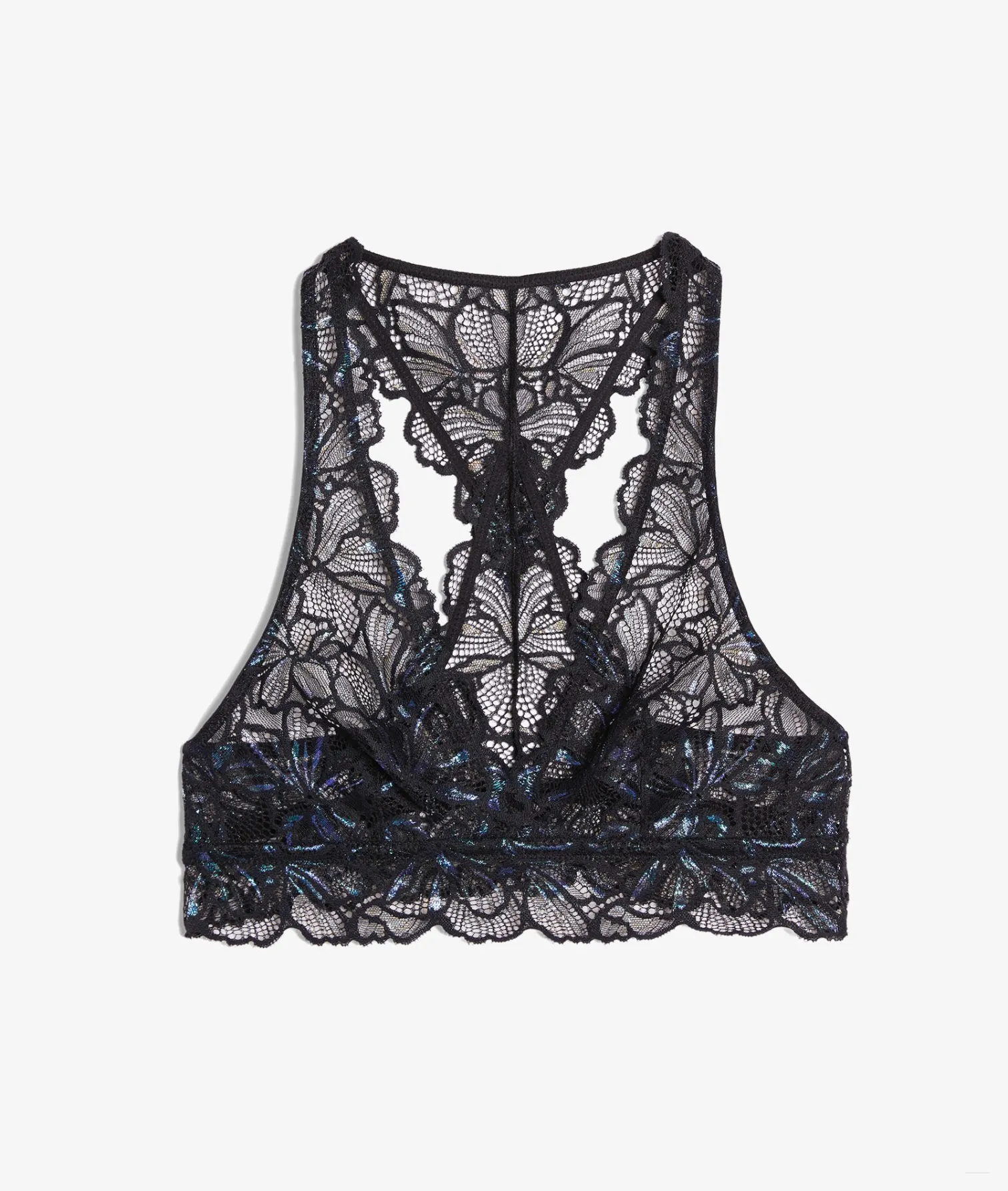 Etam Iridescent Floral Lace Bra NOIR Hot