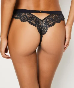 Etam Iridescent Lace Tanga IMPFDBLACK Discount