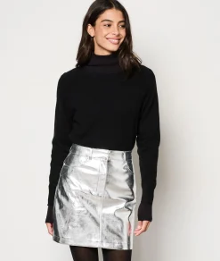 Etam Jupe courte métallisé ARGENT Discount