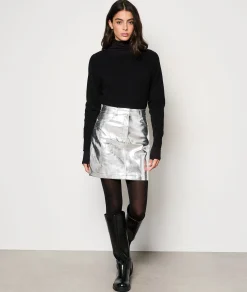Etam Jupe courte métallisé ARGENT Discount