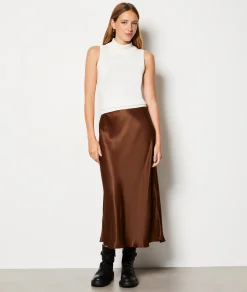 Etam Jupe longue fluide CHOCOLAT Sale