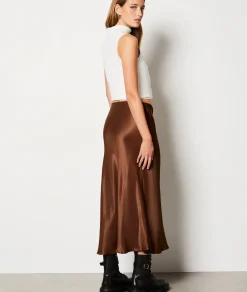 Etam Jupe longue fluide CHOCOLAT Sale