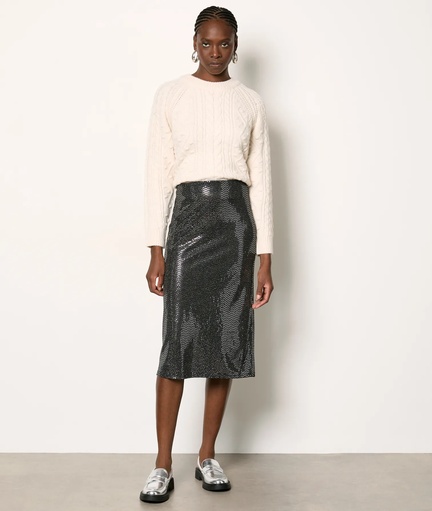 Etam Jupe midi irisée NOIR Clearance