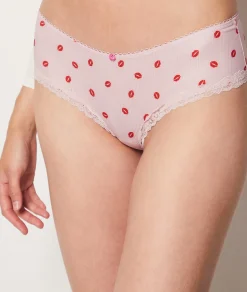 Etam Lace Detail Printed Boyshort CoralIMPFD Flash Sale