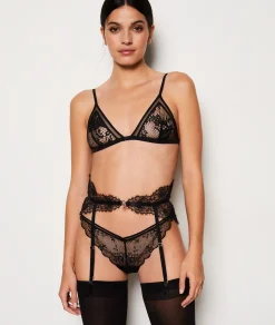 Etam Lace Garter Belt BLACK Cheap