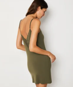 Etam Lace Neckline Modal Nightdress KHAKI Flash Sale