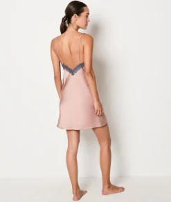 Etam Lace Neckline Satin Nightdress BEIGE Clearance