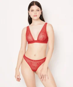 Etam Lace Tanga RED Discount