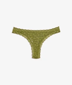 Etam Lace Tanga Khaki Best Sale