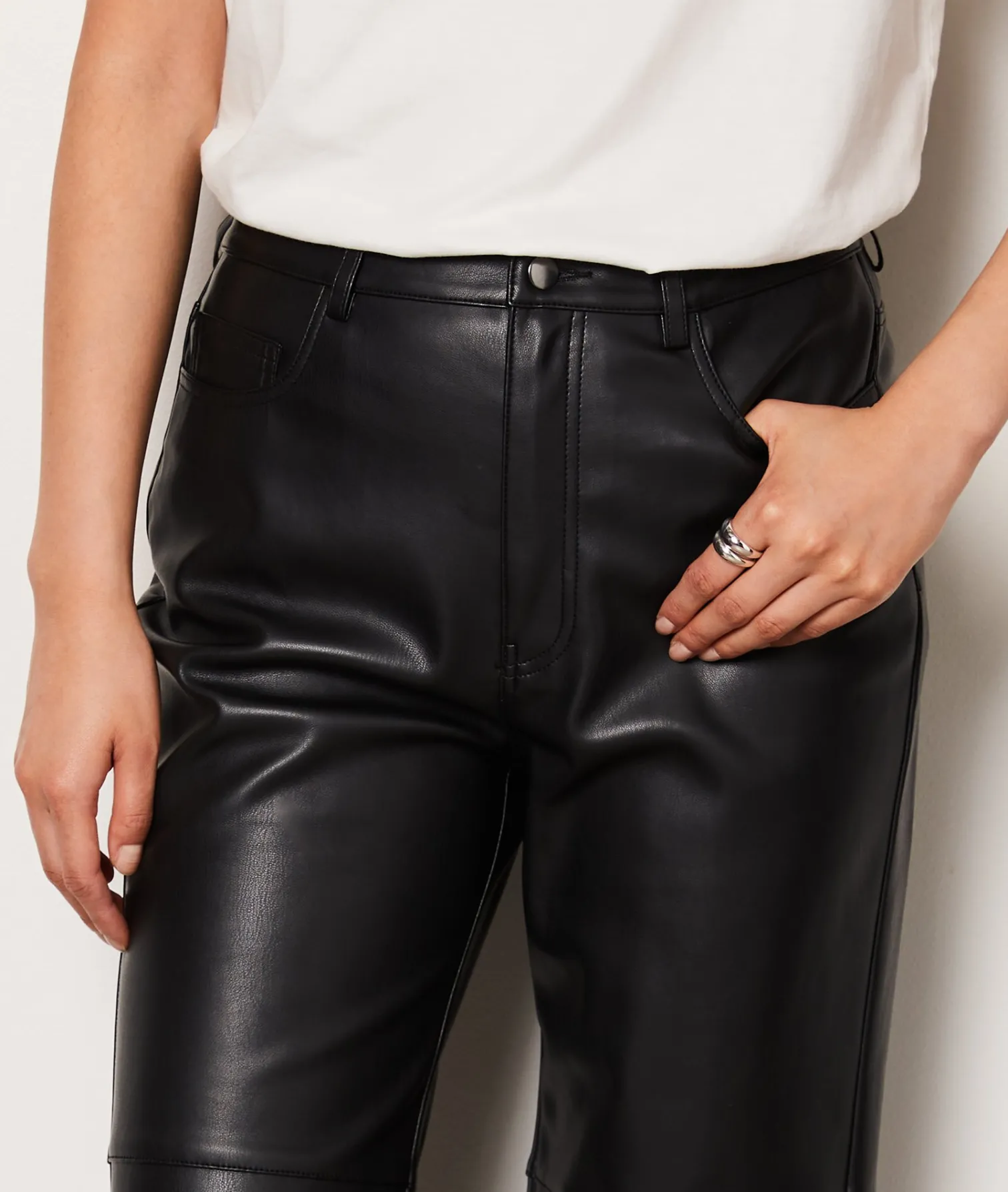 Etam Leather Effect Trousers NOIR Best