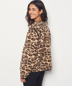 Etam Leopard Print Fleece Jacket TaupeFDPrint Fashion