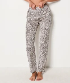 Etam Leopard Print Satin Trousers EcruPrintedFabric Fashion