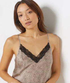 Etam Leopard Print Silk Nightdress BrownIMPFD Shop