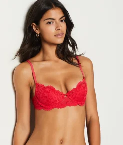 Etam Lightly Lined Demi Bra RED Best Sale