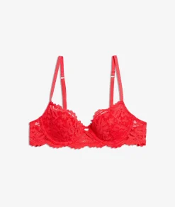 Etam Lightly Lined Demi Bra RED Best Sale