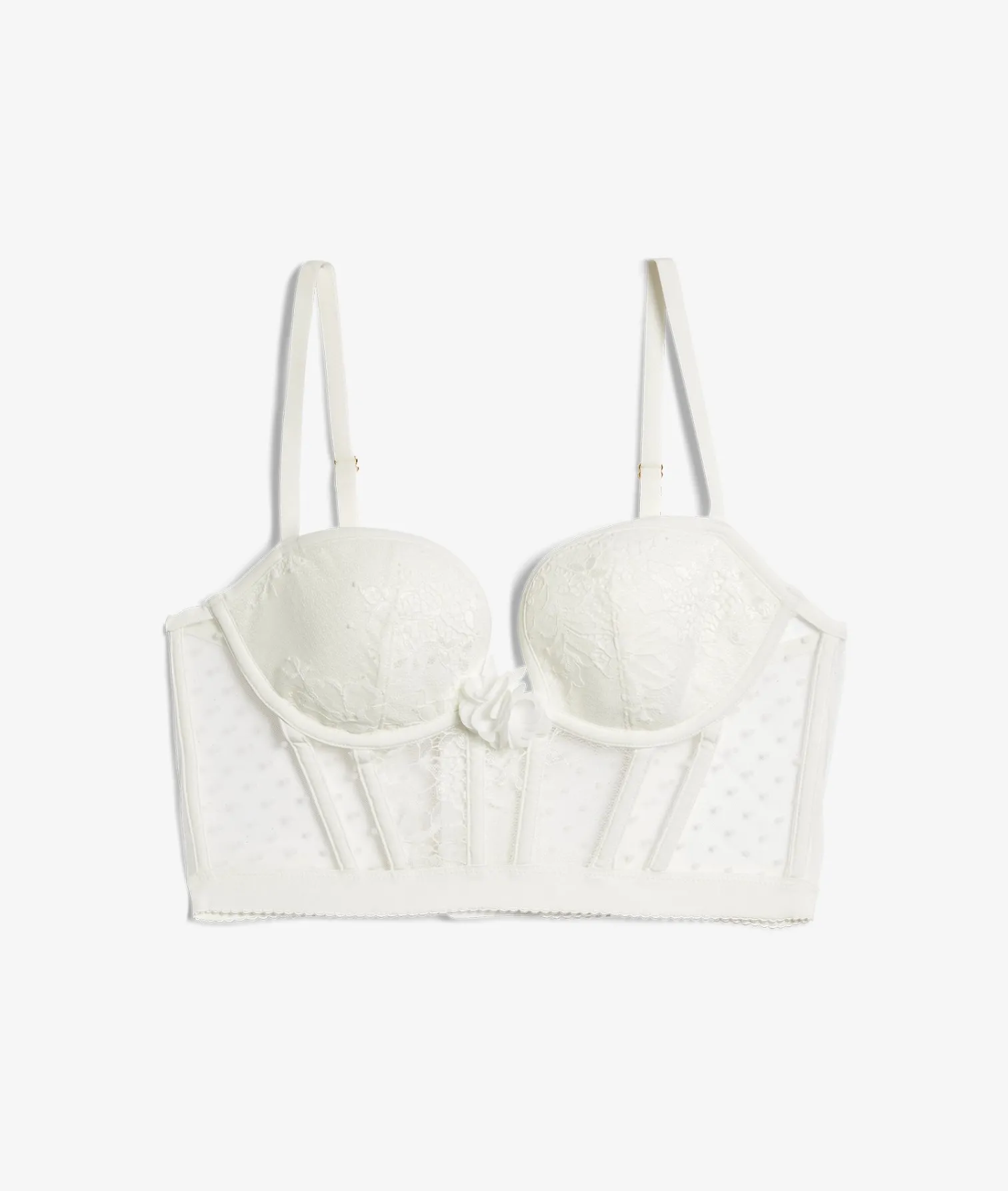 Etam Lightly Lined Lace Bustier Bra ECRU Outlet