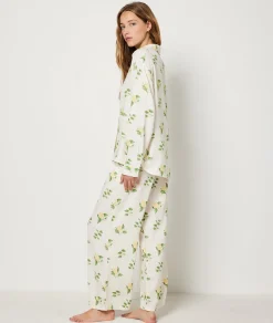 Etam Linen Pyjama Shirt with Lemon Print ECRU Flash Sale