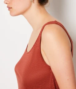 Etam Linen Pyjama Tank Top Brown New