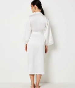 Etam Long Robe with Lace Details WHITE New