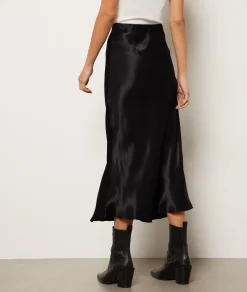 Etam Long Satin Skirt NOIR Best Sale