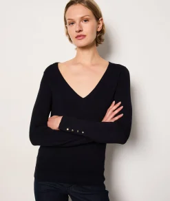 Etam Long Sleeve V-Neck Sweater MARINE Clearance