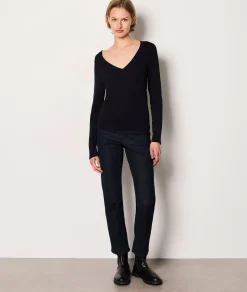 Etam Long Sleeve V-Neck Sweater MARINE Clearance