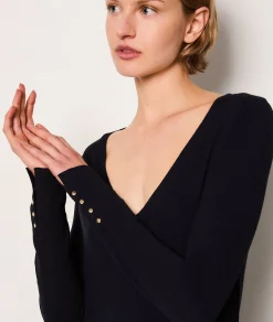 Etam Long Sleeve V-Neck Sweater MARINE Clearance