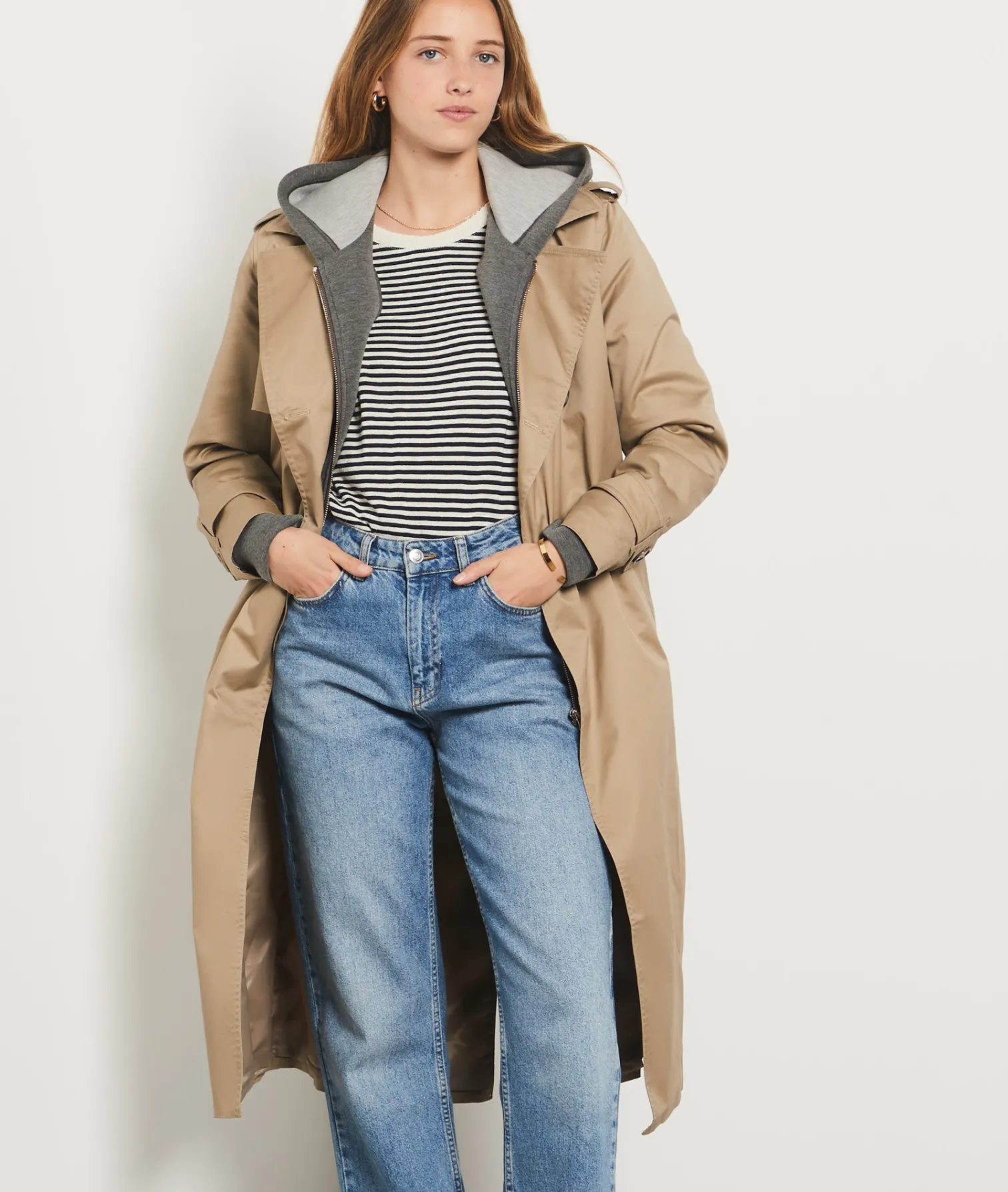 Etam Long Trench Coat BEIGE Cheap