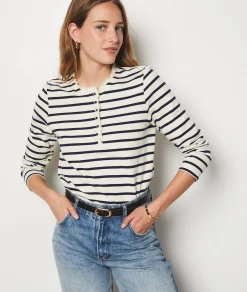 Etam Long-sleeved Breton polo shirt WHITEIMPFD Clearance