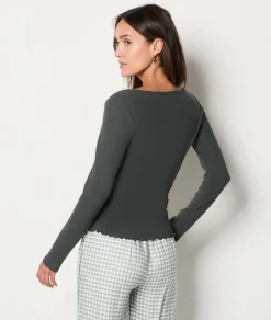 Etam Long-sleeved Pyjama T-shirt GREEN Hot