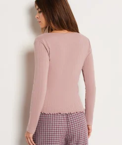 Etam Long-sleeved Pyjama T-shirt POWDERPINK Flash Sale