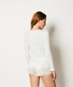 Etam Long-sleeved Ribbed Pyjama Top ECRU Store