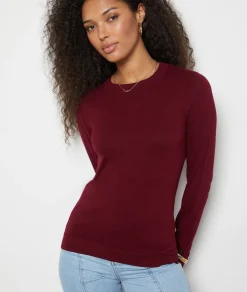 Etam Long-sleeved Round Neck Sweater GARNETBORDEAUX Flash Sale