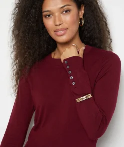 Etam Long-sleeved Round Neck Sweater GARNETBORDEAUX Flash Sale