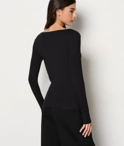 Etam Long-Sleeved Thermal Mesh T-Shirt NOIR Clearance