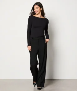 Etam Long-Sleeved Thermal Mesh T-Shirt NOIR Clearance