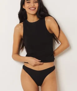 Etam Lot de 3 tangas en coton NOIR Best Sale