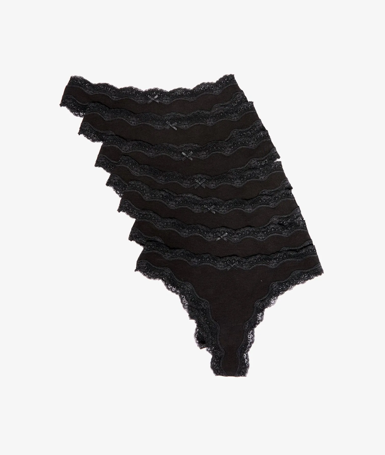 Etam Lot de 7 tangas en coton et dentelle NOIR Online