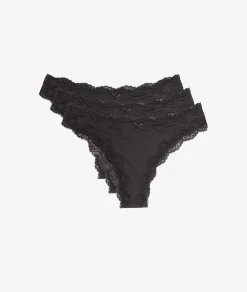 Etam Lot de 3 tangas en microfibre et dentelle NOIR Shop