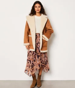 Etam Manteau court avec de la fausse fourrure CHOCOLAT Hot