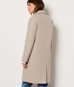 Etam Manteau long boutonné avec laine BEIGE Online