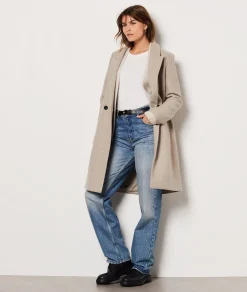 Etam Manteau long boutonné avec laine BEIGE Online