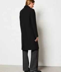 Etam Manteau long boutonné avec laine NOIR Outlet