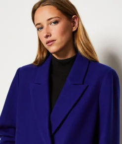 Etam Manteau long boutonné avec laine BLEUROYAL Best